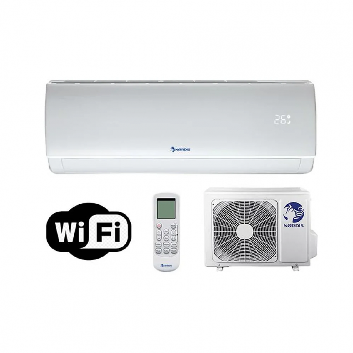 Šilumos siurblis NØRDIS ALTAIR PLUS oras-oras šildymo galia 6,87 kW, šaldymo galia 6,81 kW A24TC1 Baltas Šilumos siurblis NØRDIS ALTAIR PLUS oras-oras šildymo galia 6,87 kW, šaldymo galia 6,81 kW A24TC1 Baltas